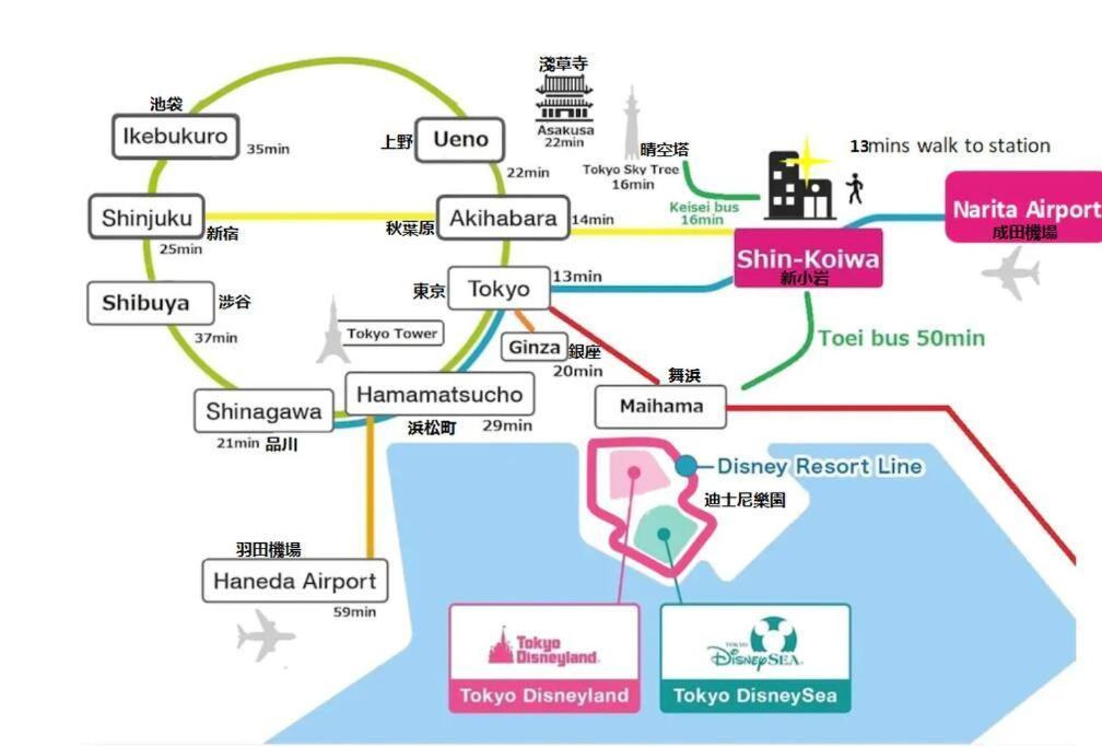 Shinkoiwa House At Jr Line.Easy To Airport&Disney. Tokyo Bagian luar foto